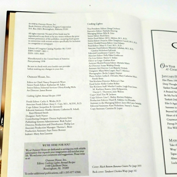 2/$10 Cooking Light Annual Recipes 1999 Hardcover Cookbook Vintage Book - Picture 4 of 10